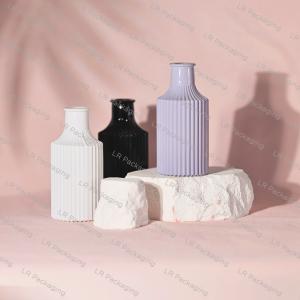 Custom 170ml Stripe Round Shape Diffuser Glass Bottle